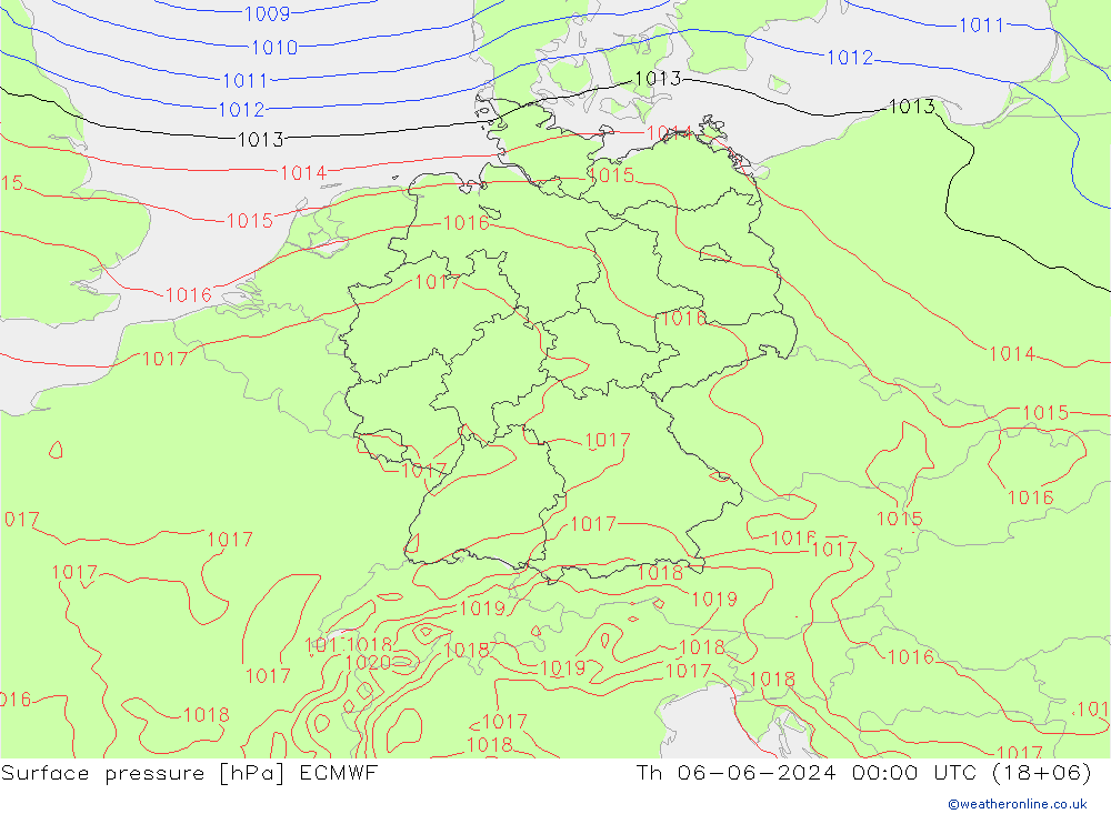 pressão do solo ECMWF Qui 06.06.2024 00 UTC