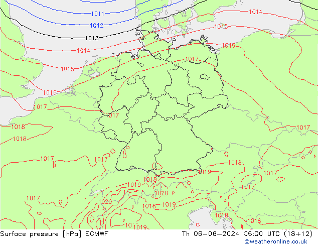 Surface pressure ECMWF Th 06.06.2024 06 UTC