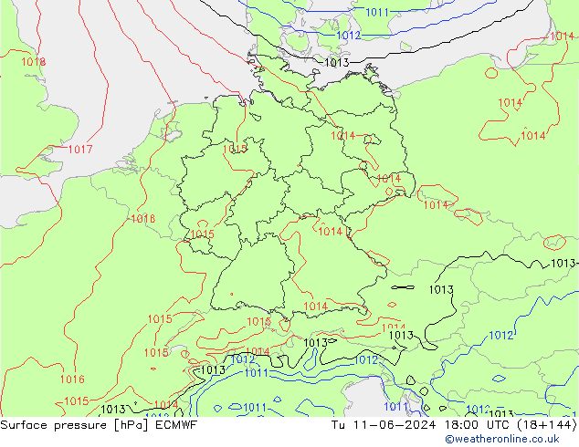 Yer basıncı ECMWF Sa 11.06.2024 18 UTC