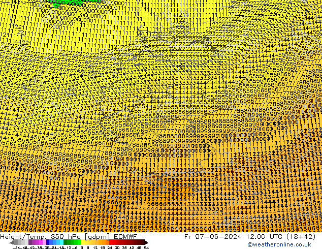 Height/Temp. 850 hPa ECMWF  07.06.2024 12 UTC