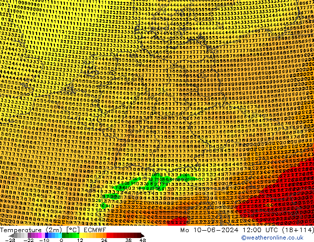 Temperatura (2m) ECMWF Seg 10.06.2024 12 UTC