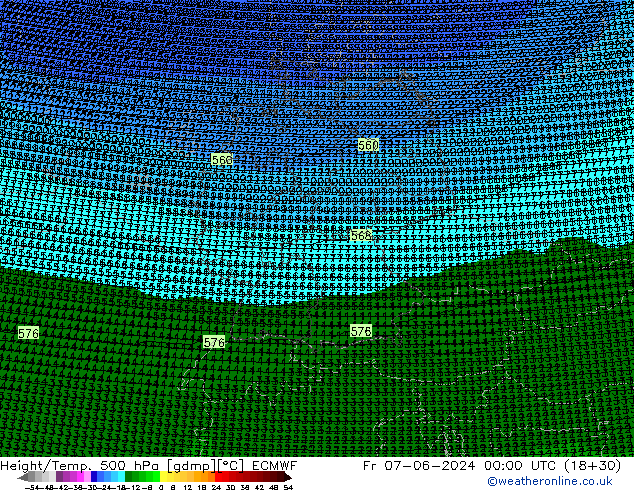 Yükseklik/Sıc. 500 hPa ECMWF Cu 07.06.2024 00 UTC