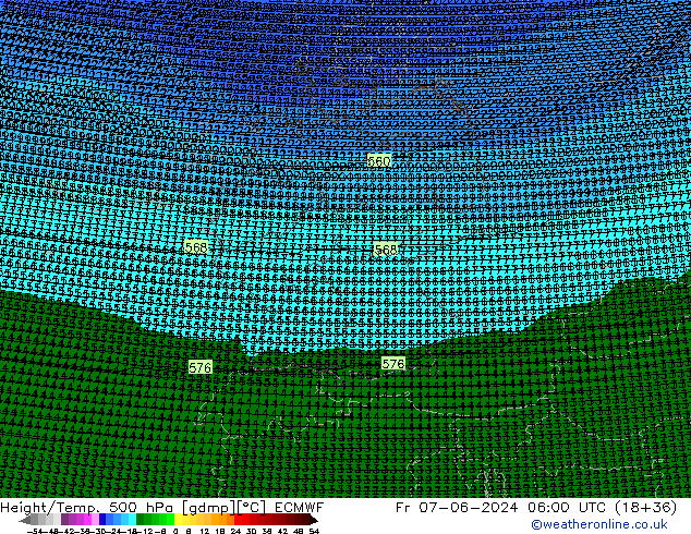 Height/Temp. 500 hPa ECMWF Fr 07.06.2024 06 UTC