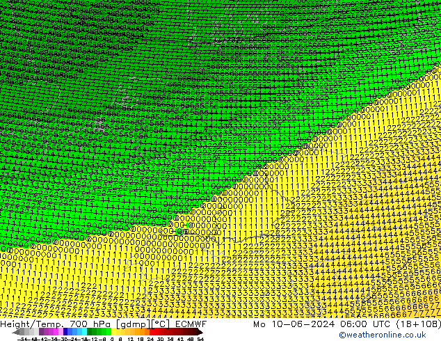 Height/Temp. 700 hPa ECMWF Seg 10.06.2024 06 UTC