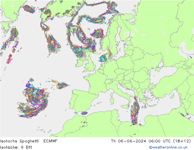 Isotachs Spaghetti ECMWF Th 06.06.2024 06 UTC