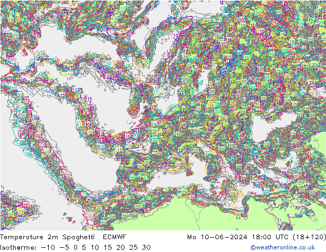 Temperaturkarte Spaghetti ECMWF Mo 10.06.2024 18 UTC