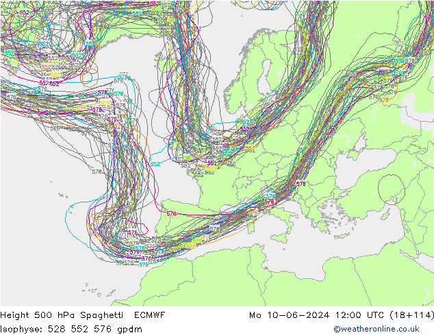 Height 500 hPa Spaghetti ECMWF Seg 10.06.2024 12 UTC