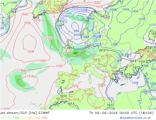 Polarjet/Bodendruck ECMWF Do 06.06.2024 00 UTC