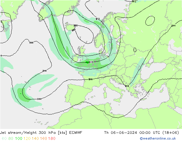 Corriente en chorro ECMWF jue 06.06.2024 00 UTC