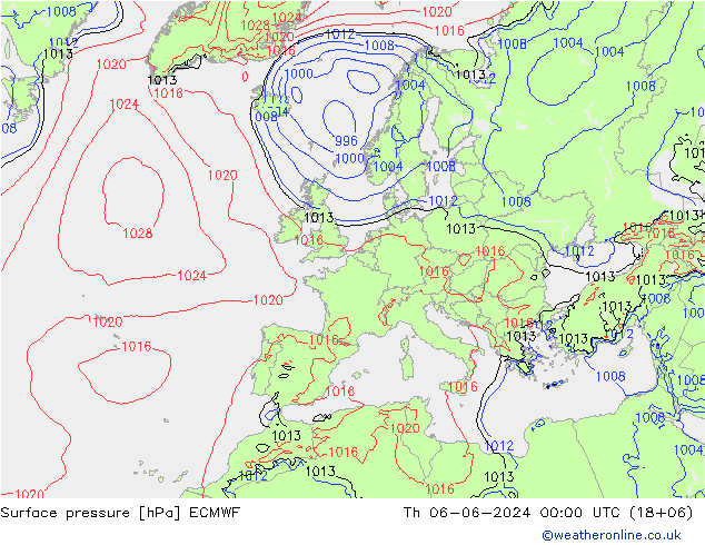 ciśnienie ECMWF czw. 06.06.2024 00 UTC