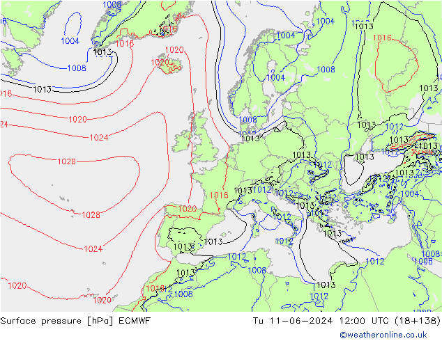 ciśnienie ECMWF wto. 11.06.2024 12 UTC