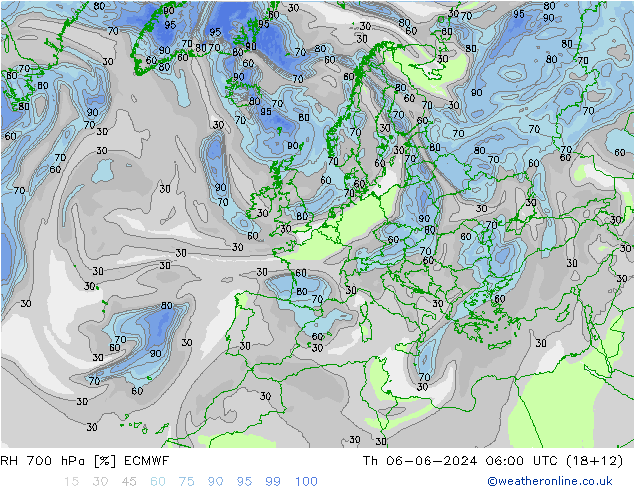 RV 700 hPa ECMWF do 06.06.2024 06 UTC