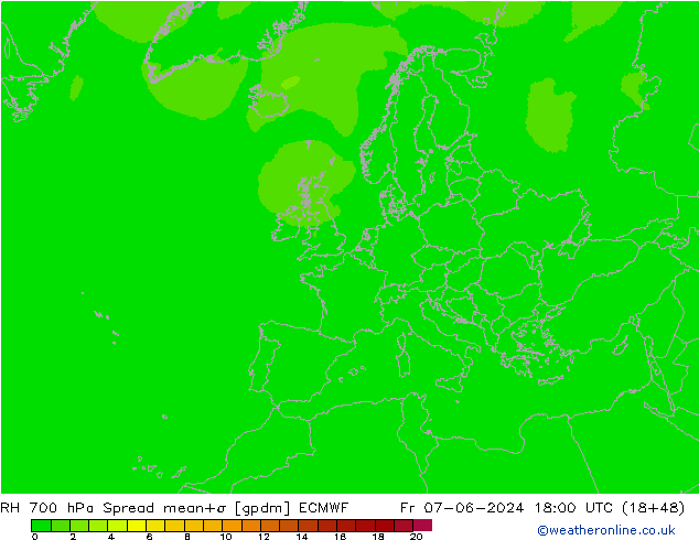 RH 700 hPa Spread ECMWF Fr 07.06.2024 18 UTC