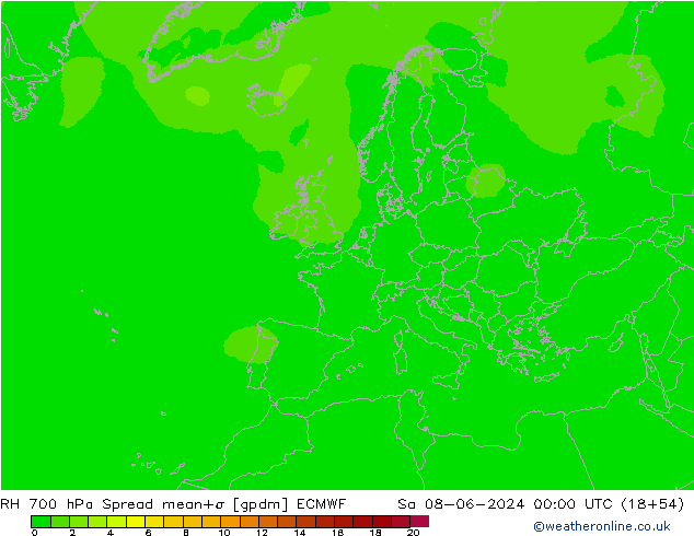 RH 700 hPa Spread ECMWF Sa 08.06.2024 00 UTC