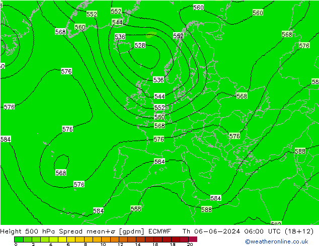 Height 500 hPa Spread ECMWF Qui 06.06.2024 06 UTC