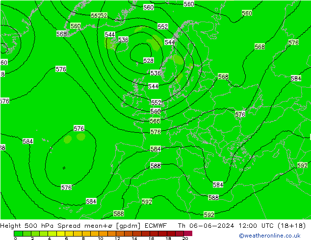 Height 500 hPa Spread ECMWF Th 06.06.2024 12 UTC