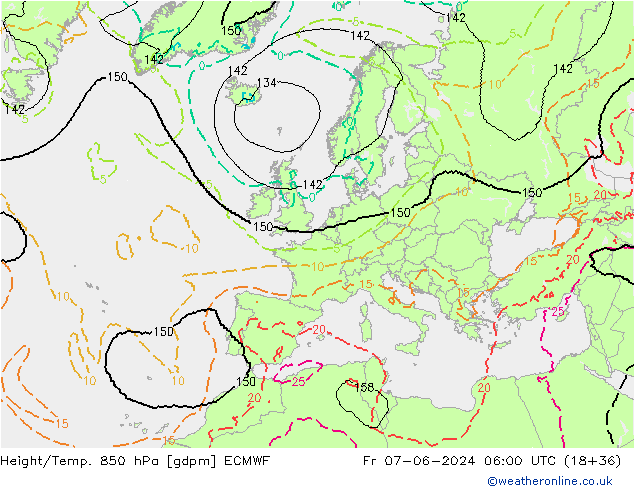 Height/Temp. 850 hPa ECMWF Fr 07.06.2024 06 UTC