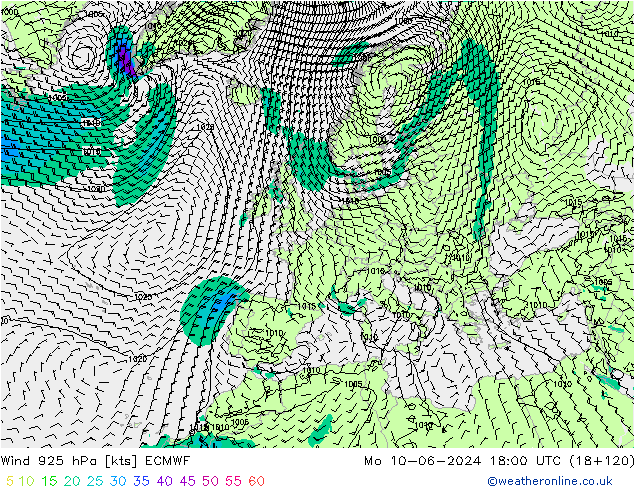 Wind 925 hPa ECMWF Mo 10.06.2024 18 UTC