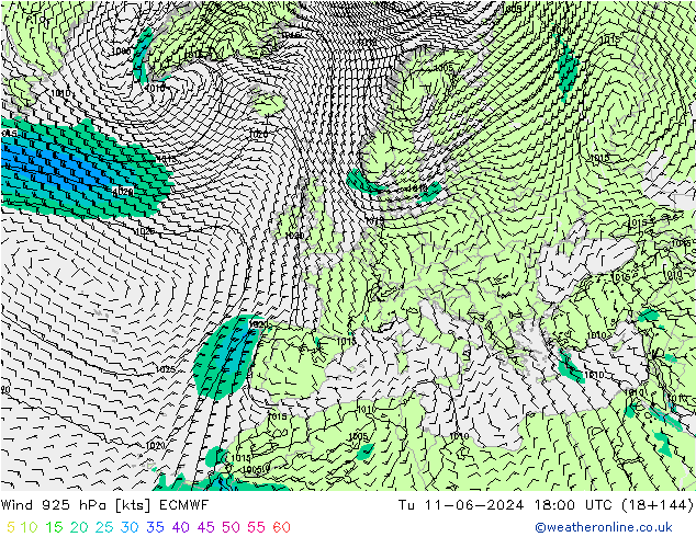 Vento 925 hPa ECMWF Ter 11.06.2024 18 UTC