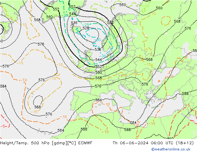 Height/Temp. 500 hPa ECMWF 星期四 06.06.2024 06 UTC