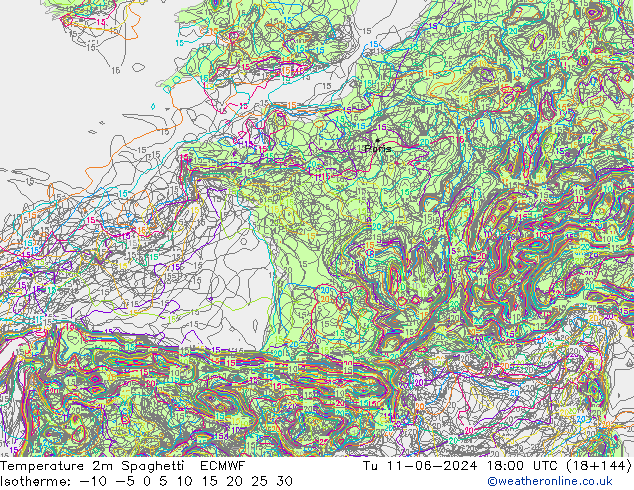 Temperaturkarte Spaghetti ECMWF Di 11.06.2024 18 UTC