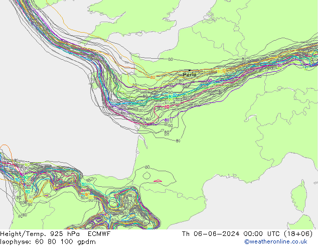 Height/Temp. 925 hPa ECMWF gio 06.06.2024 00 UTC