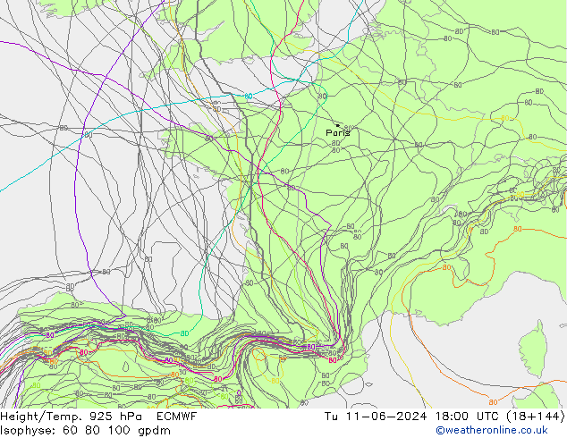 Height/Temp. 925 hPa ECMWF mar 11.06.2024 18 UTC