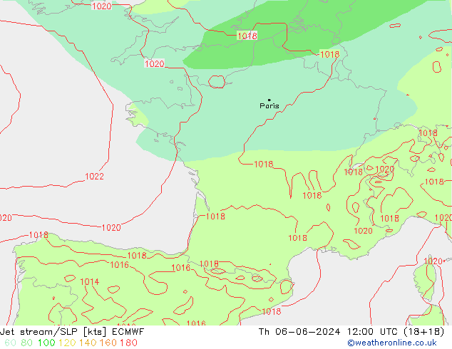 Jet stream/SLP ECMWF Čt 06.06.2024 12 UTC