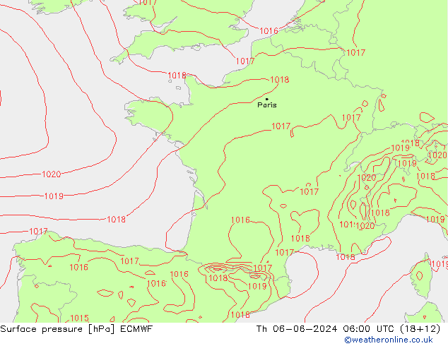 приземное давление ECMWF чт 06.06.2024 06 UTC