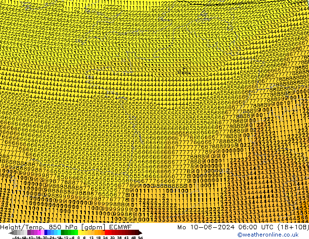 Géop./Temp. 850 hPa ECMWF lun 10.06.2024 06 UTC