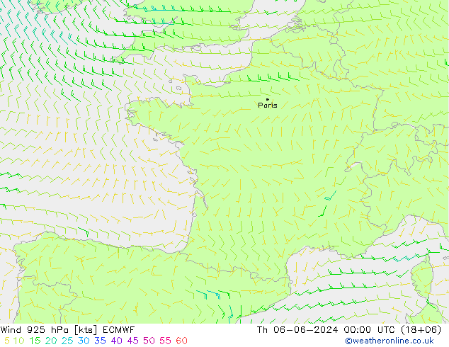 Wind 925 hPa ECMWF Do 06.06.2024 00 UTC