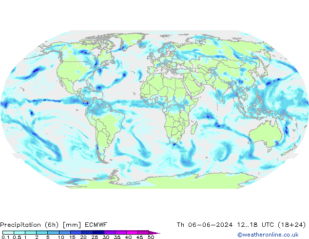 Precipitación (6h) ECMWF jue 06.06.2024 18 UTC