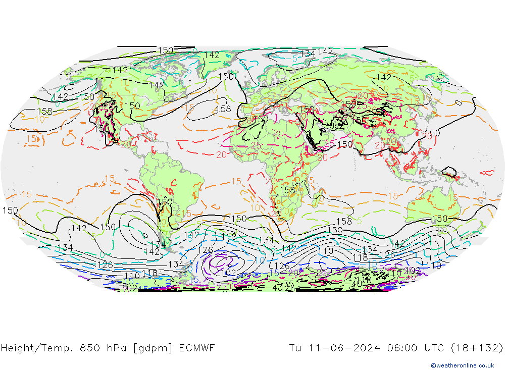 Géop./Temp. 850 hPa ECMWF mar 11.06.2024 06 UTC