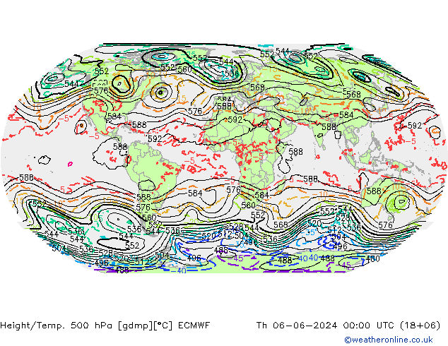 Height/Temp. 500 hPa ECMWF czw. 06.06.2024 00 UTC