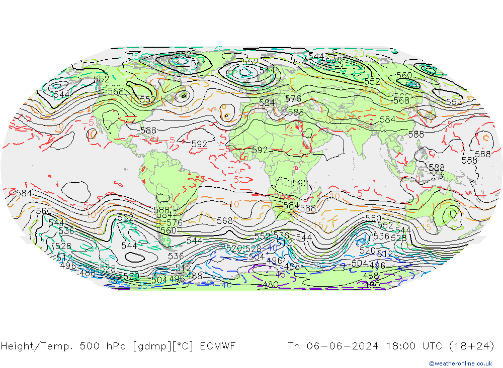 Yükseklik/Sıc. 500 hPa ECMWF Per 06.06.2024 18 UTC