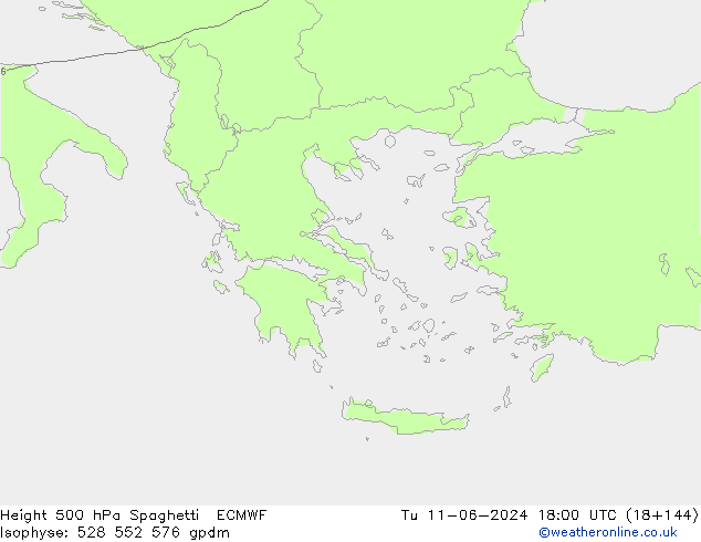 Height 500 hPa Spaghetti ECMWF mar 11.06.2024 18 UTC