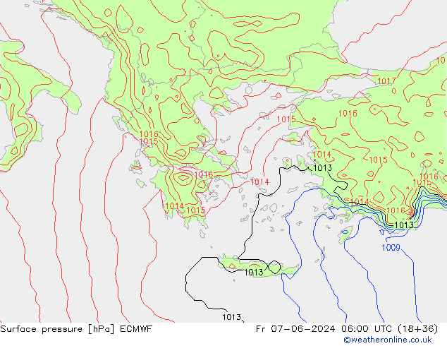 приземное давление ECMWF пт 07.06.2024 06 UTC