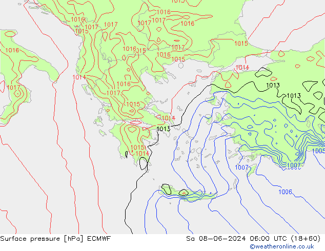 приземное давление ECMWF сб 08.06.2024 06 UTC