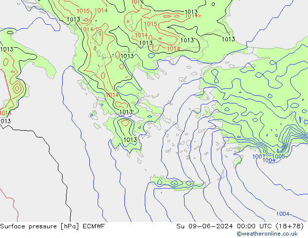 Surface pressure ECMWF Su 09.06.2024 00 UTC