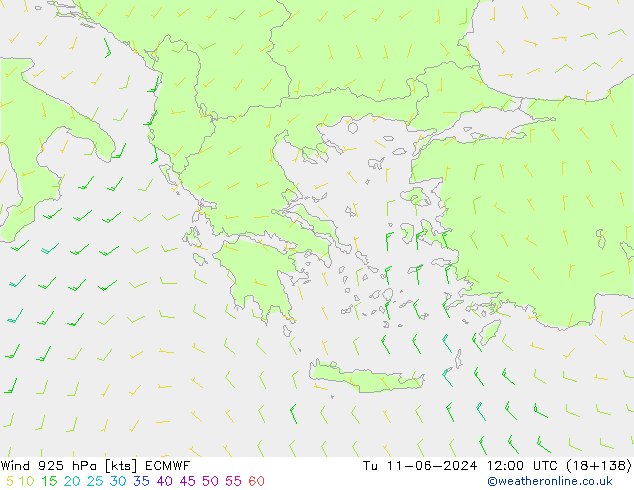 Wind 925 hPa ECMWF di 11.06.2024 12 UTC