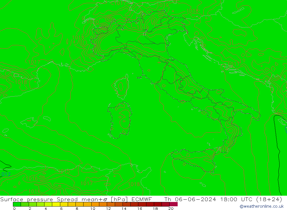 Yer basıncı Spread ECMWF Per 06.06.2024 18 UTC