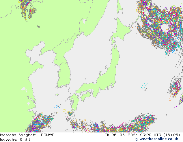 Isotachs Spaghetti ECMWF Th 06.06.2024 00 UTC