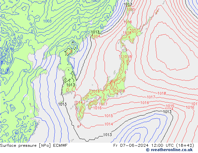 Yer basıncı ECMWF Cu 07.06.2024 12 UTC