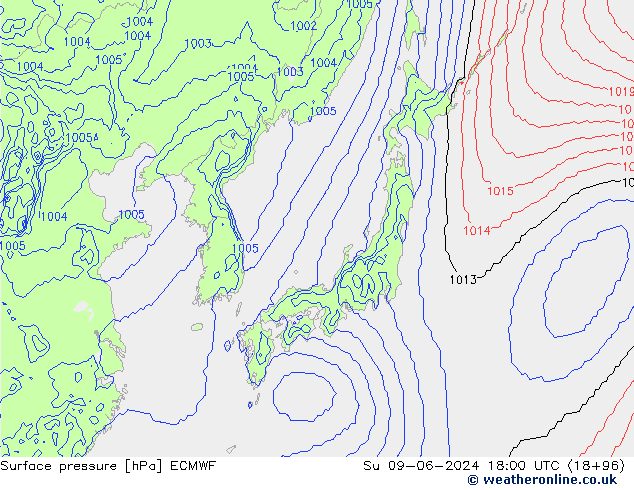 Surface pressure ECMWF Su 09.06.2024 18 UTC