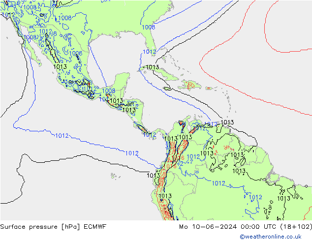 Surface pressure ECMWF Mo 10.06.2024 00 UTC