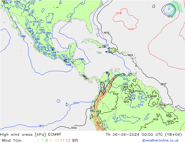 High wind areas ECMWF gio 06.06.2024 00 UTC