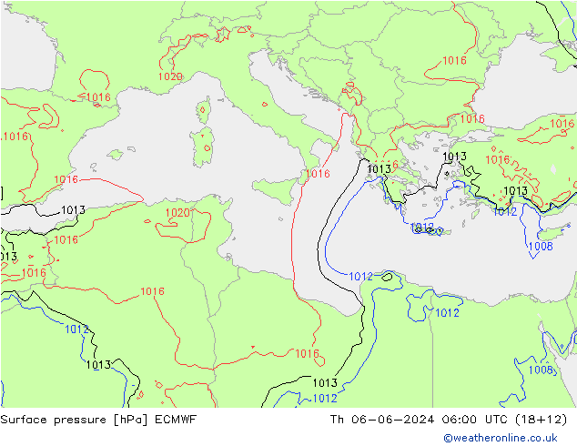 Yer basıncı ECMWF Per 06.06.2024 06 UTC