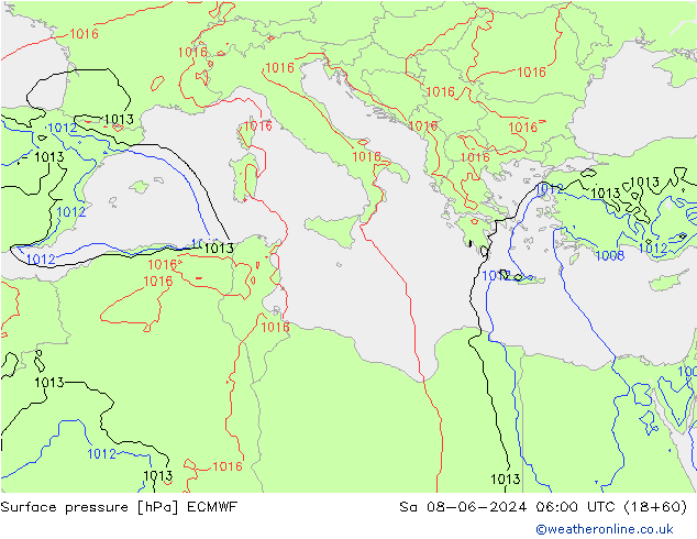 Atmosférický tlak ECMWF So 08.06.2024 06 UTC