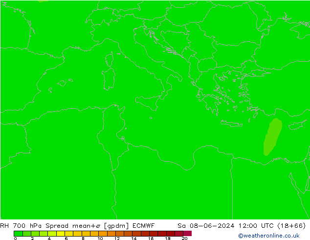 RH 700 hPa Spread ECMWF Sa 08.06.2024 12 UTC