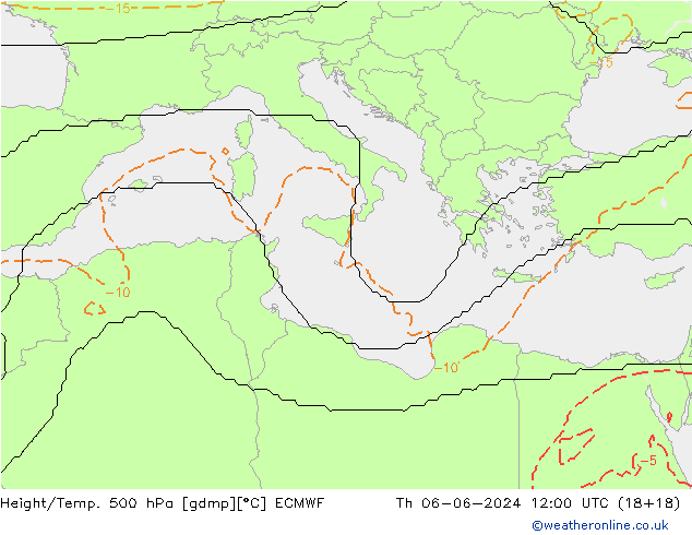 Height/Temp. 500 hPa ECMWF  06.06.2024 12 UTC